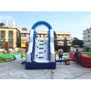 Blue Wave Inflatable water slides climbing wall With Pool Cartoon Theme