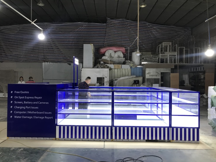 ODM Cell Phone Store Fixtures Showcase With 8mm Thick Tempered Glass