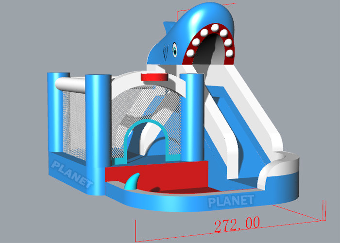 2.72x3.58x2.85mH Inflatable Bounce House Water Slide Shark Shape
