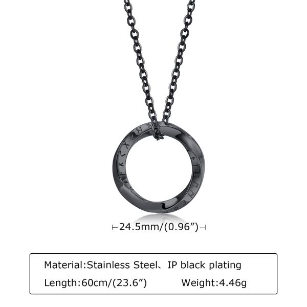 OEM Stainless Steel IP Black Plated Round Pendant Necklace with Roman Numerals
