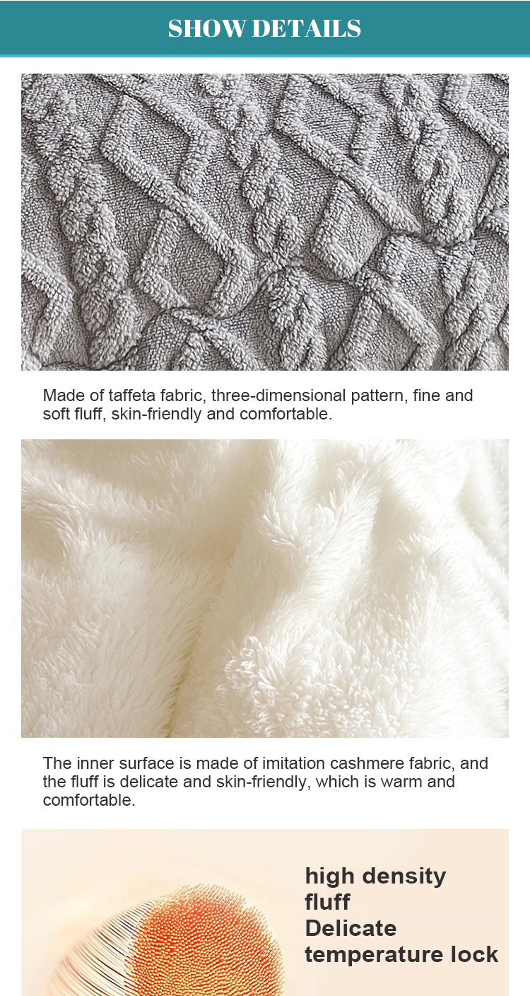 Pure Color Super Soft Jacquard Plaid Thick Winter Fleece Velvet Duvet for King Size Bed