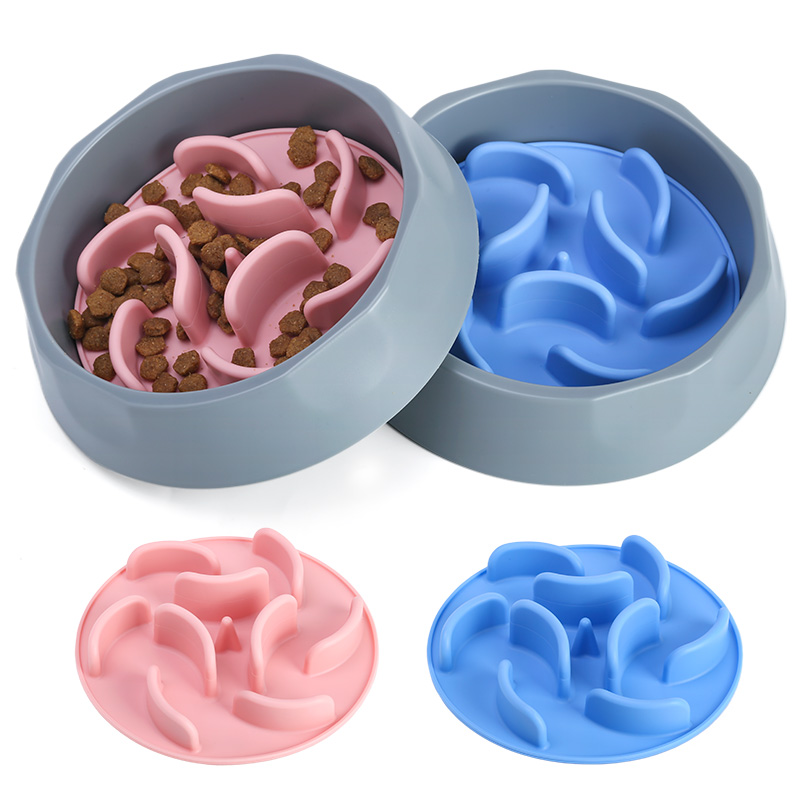 Non Automatic Pet Slow Feeder Bowl Collapsible Silicone Cat Slow Feeder