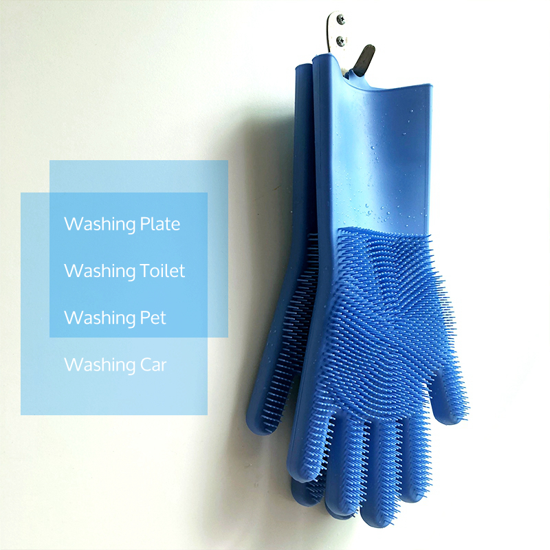 Non-slip Design New Fancy Multifunctional Scrubber Cleaning Glove 100% Food Grade Silicone Rubber Sponge Brush with five fingers
