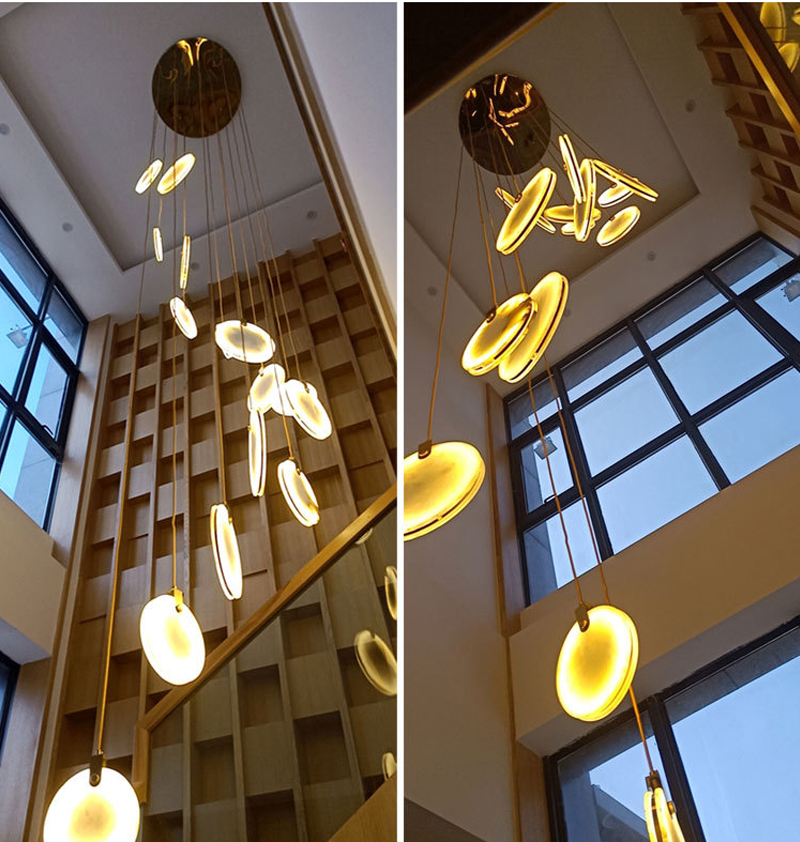 Modern Long Pendant Lights Luxury Staircase Marble Pendant Light(WH-NC-62）