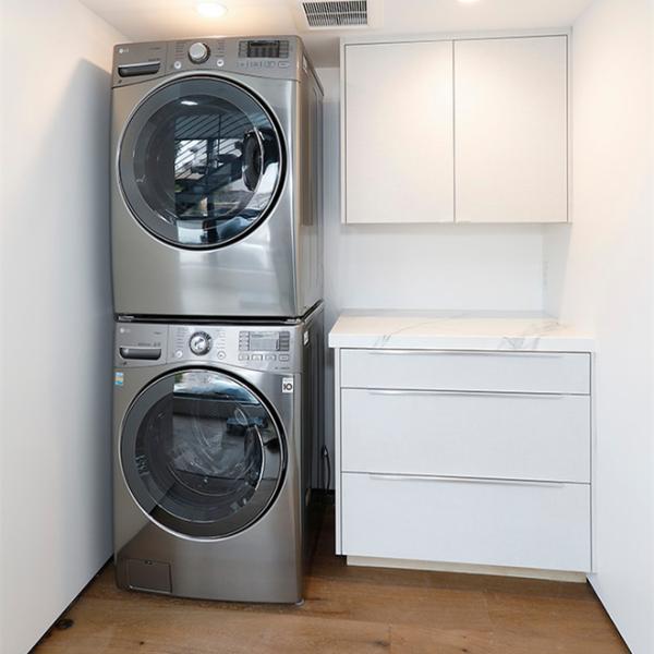 Multifunction Matte White Laundry Room Sink Cabinet Washing Machine Unit