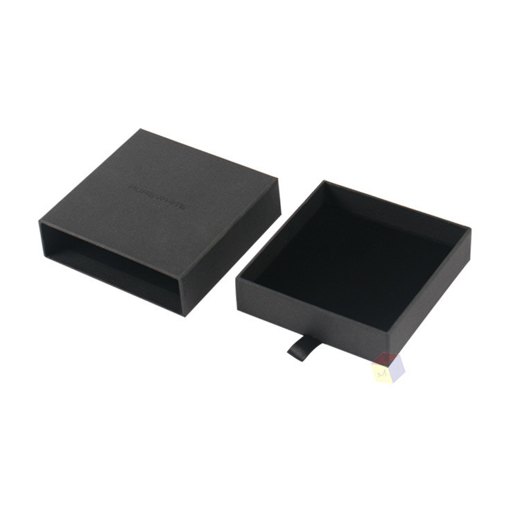 Custom Cardboard Square Slide Out Jewelry Box Gift Packaging With Foam Insert