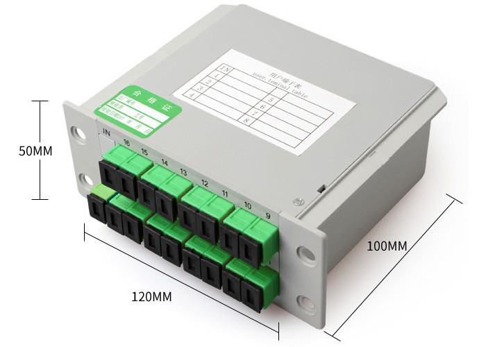 1x16 Single Mode Fiber Optic PLC Splitter cassette, optical fiber splitter