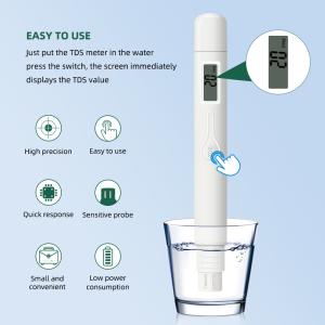 Highly Accurate TDS Meter One-Button Pen Type 0-9990ppm Measuring Range ±2%