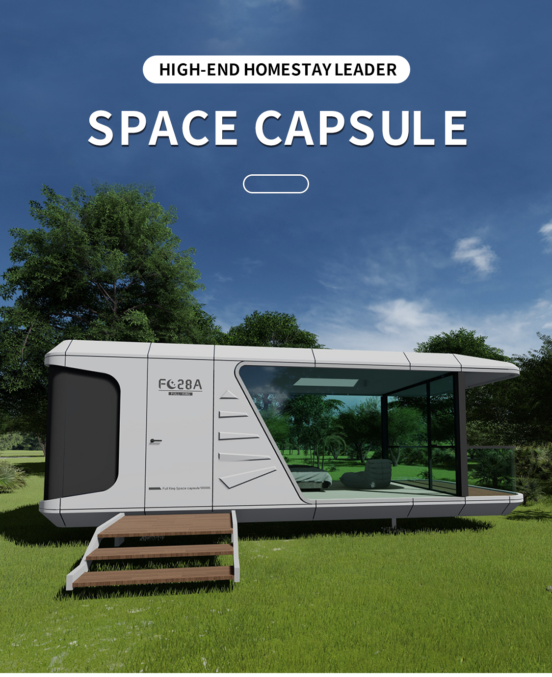 Smart System Container Capsule House With Balcony Luxury Design B&B Mobile Home