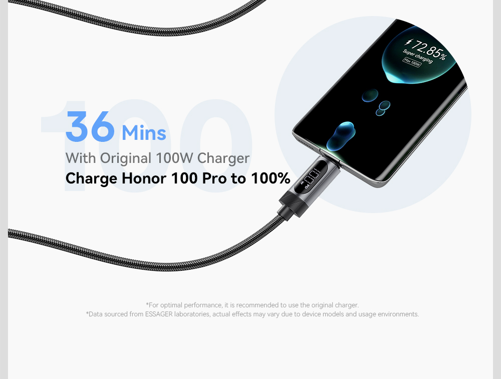 ESSAGER ES-X64 Series 7A LED Display USB Charing Data Cable USB to Type C