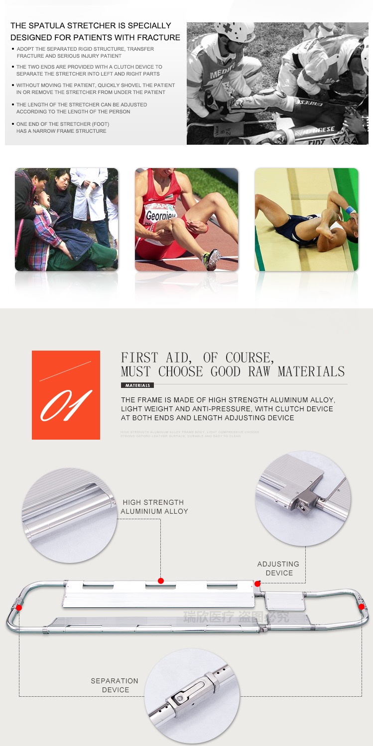 Manual HDPE Folding Scoop Stretcher Separable Type Ems Scoop Stretcher