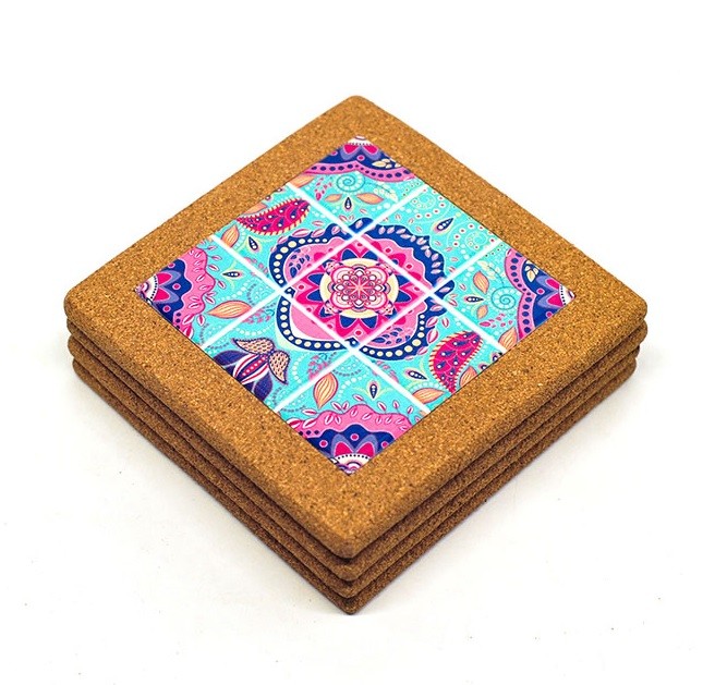 Wholesale 15*15cm Ceramic Trivet with Cork Holder for Home Decoration