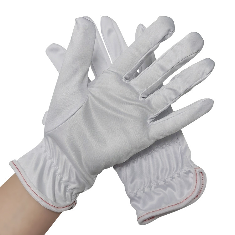 White Hand Sweat Absorption Working Cleanroom Polyester Gloves Customized
