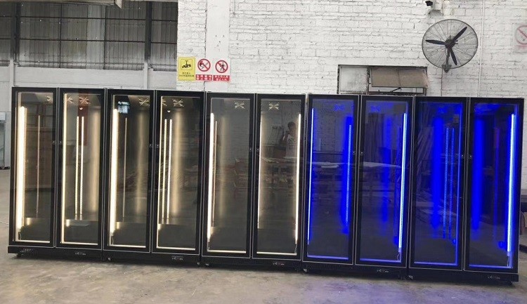 Beer Bar Chiller Black Glass Door Refrigerator Upright Glass Bottle Beverage Cooler