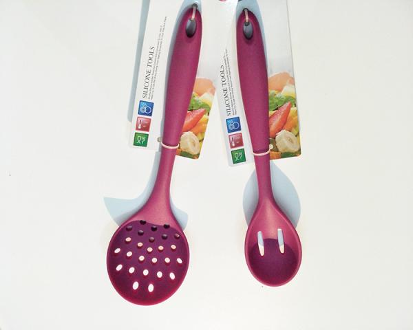 custom different types Hygienic Culinary Silicone Slotted Spoon kitchen utensil