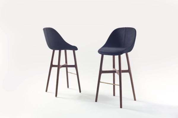 Low Back Replica Solid Wood Leg Solo Bar Stool , SGS Upholstered Bar Stool