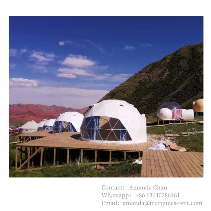 Outdoor Waterproof, Fireproof, UV Resistance Glamping Tent Dome House With Bathroom For Hotel Resort