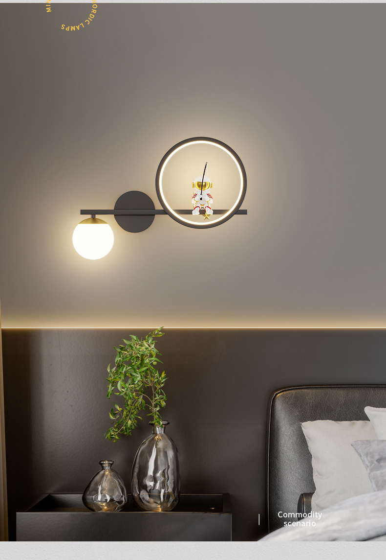 Astronaut wall lamp bedroom bedside lamp children's room lamp boy and girl stars wall lamp(WH-OR-251)