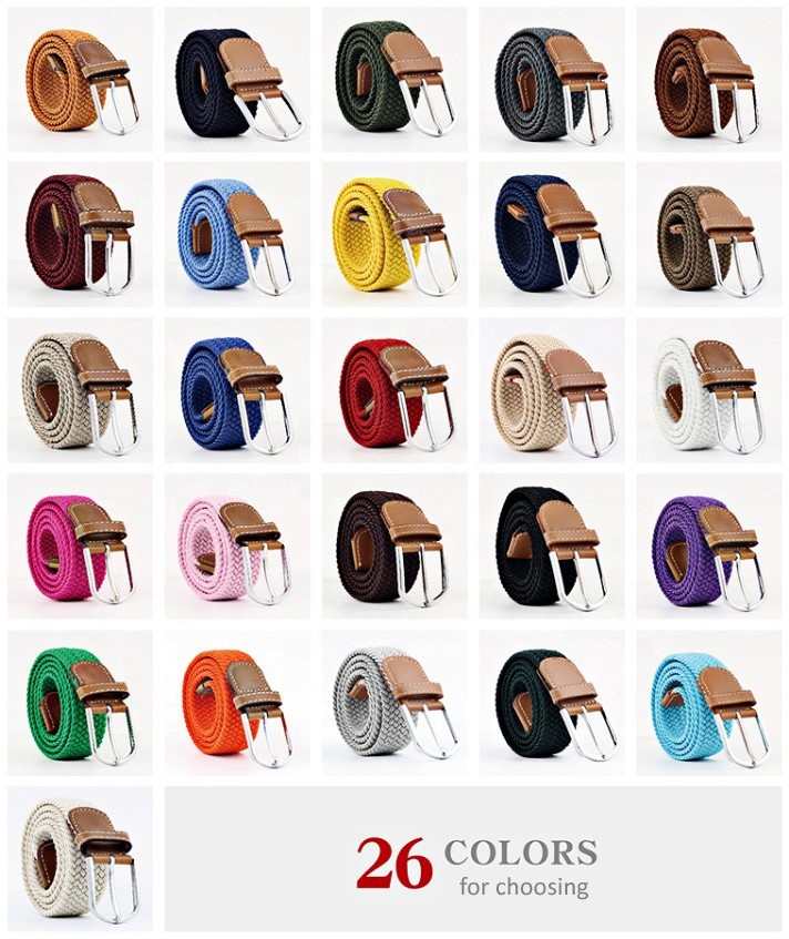 Extra Long 3.3cm Stretch Woven Belt Elastic Mens 120cm Pin Buckle