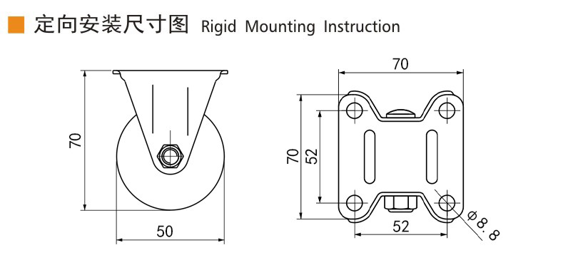 TPU Tread Equipment Casters 50mm 2 Inch Plate Casters M412P-86A