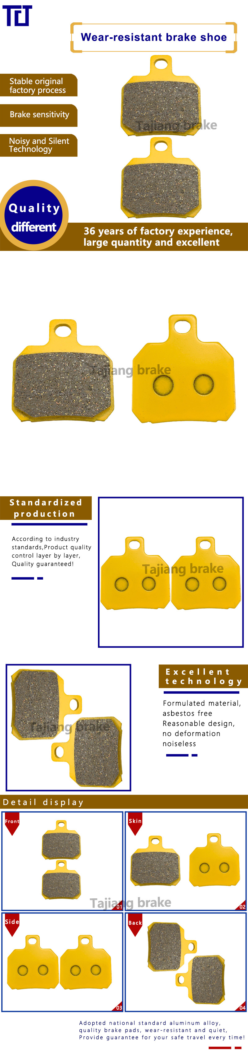 Motorcycle Brake Pads Aprilia Benelil Derbi Ducati Ktm Yamaha Metal Copper Brake Pads
