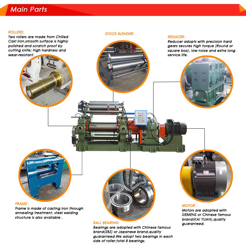Waste Tyre Roller Cutter Rubber Recycling Machinery with Accurate Temperature Control