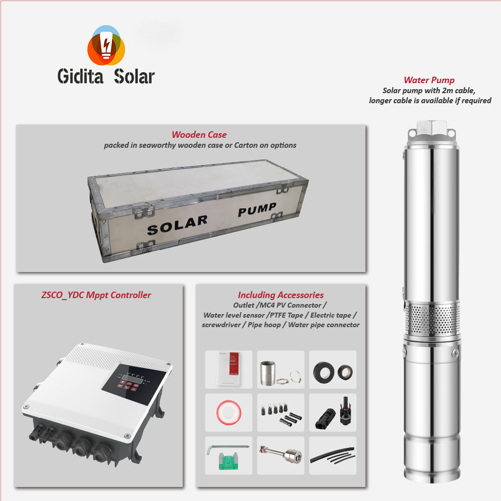 95m Max. Head 1Hp AC DC Automatic Switchover 3 Inch Solar Submersible Impeller Pump