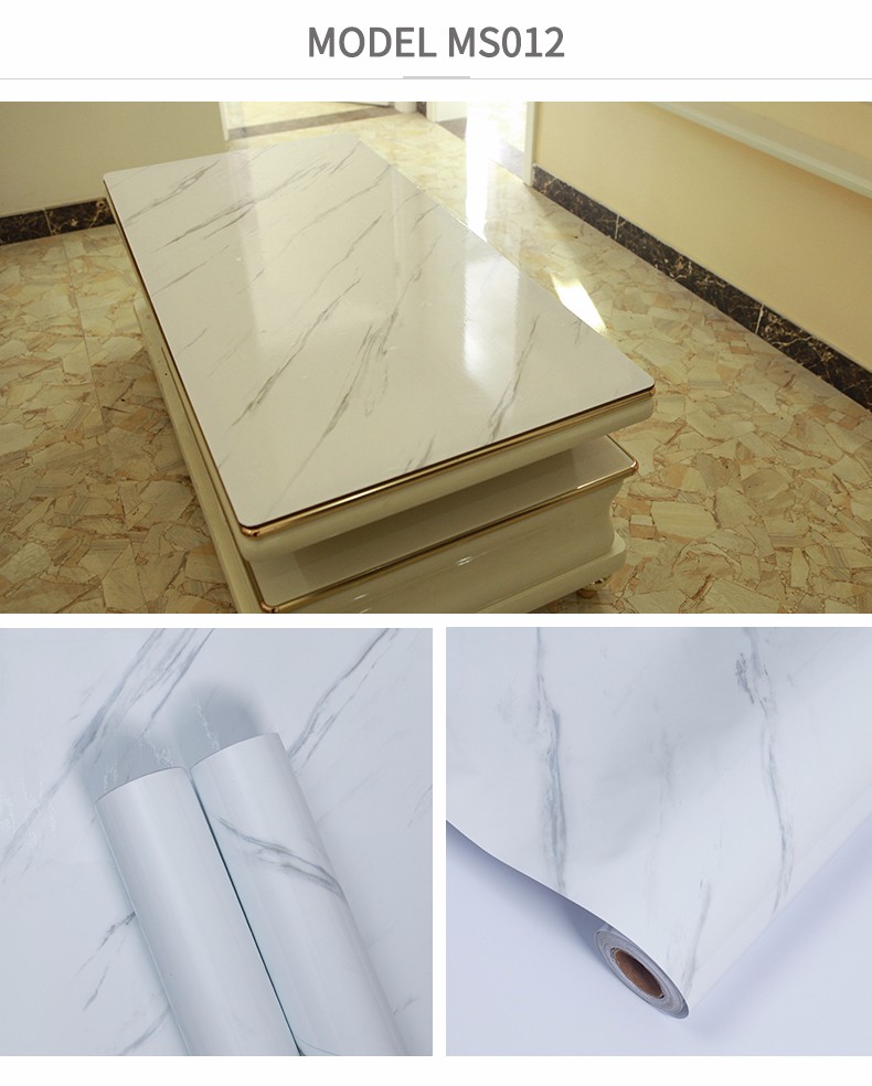 Anti-Scratch/Waterproof/Blister-Proof Marble Adhesive Contact Paper for Reception Desk PVC Adhesive Thickness 0.12MM-0.16MM