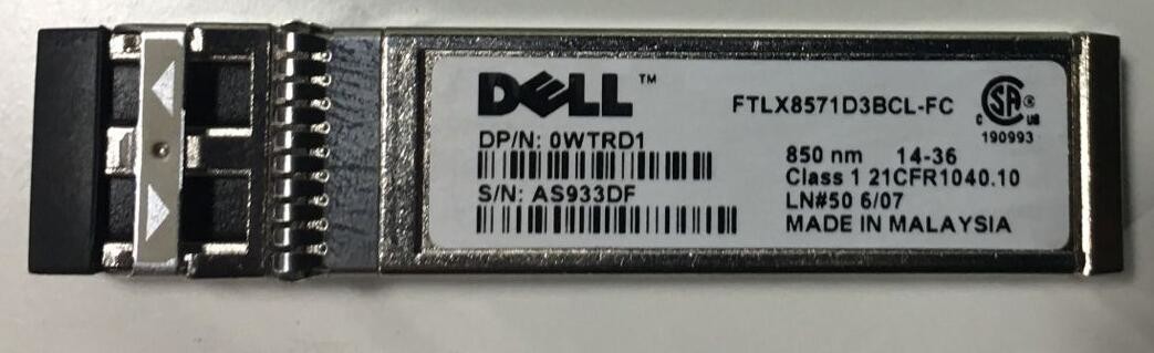 100% New DELL 10G SR 300M 850nm Optical Transceiver Module FTLX8571D3CL-FC