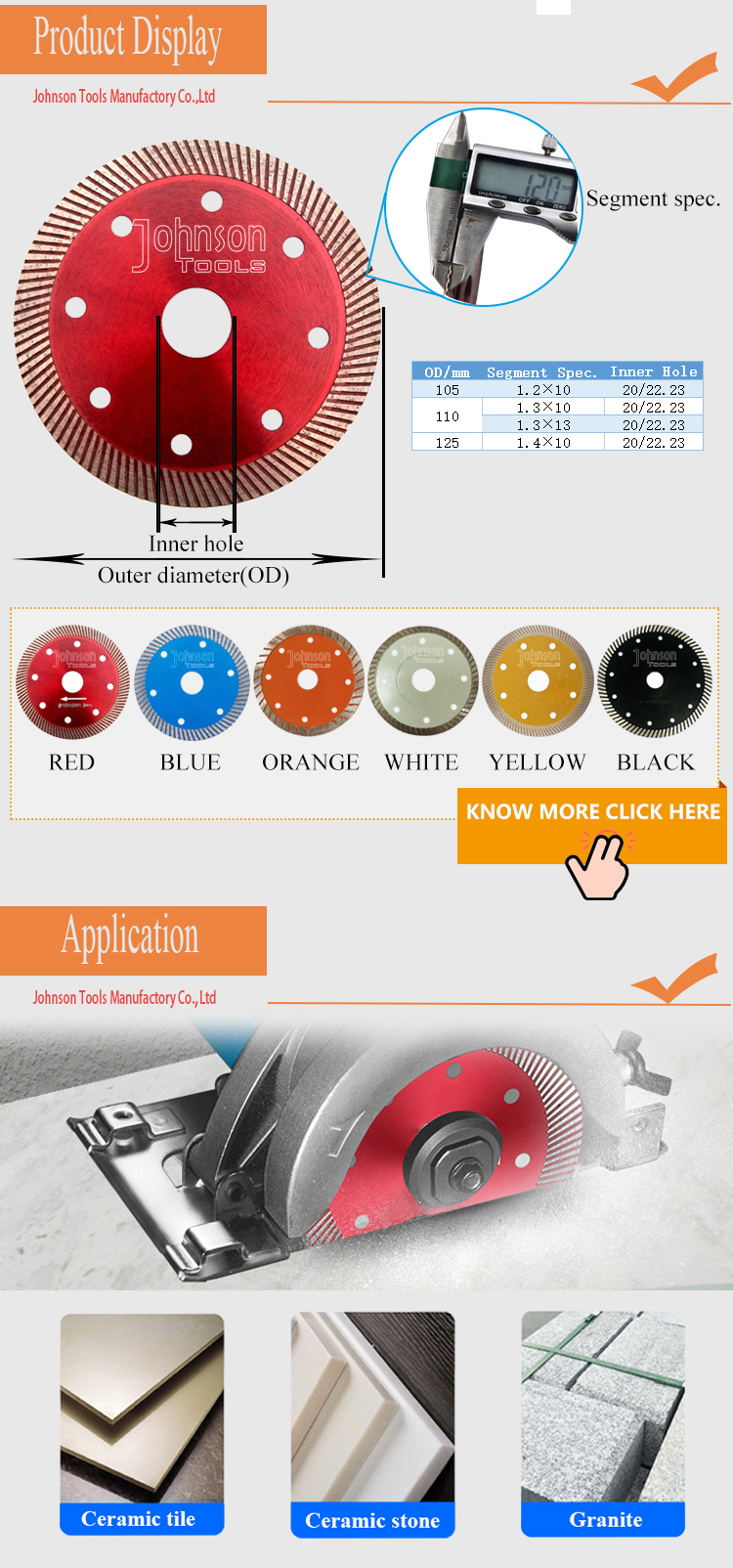 105/110/125 Mm Tile Granite Cutting Tools Marble Cutting Disc Hot Press Sintered Turbo Wave Diamond Saw Blades