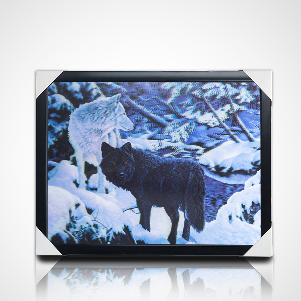 Wholesale Wall Paints PET 40*30cm 3D 5D Lenticular Animals World Picture With Black Frame for Living Room Decoration
