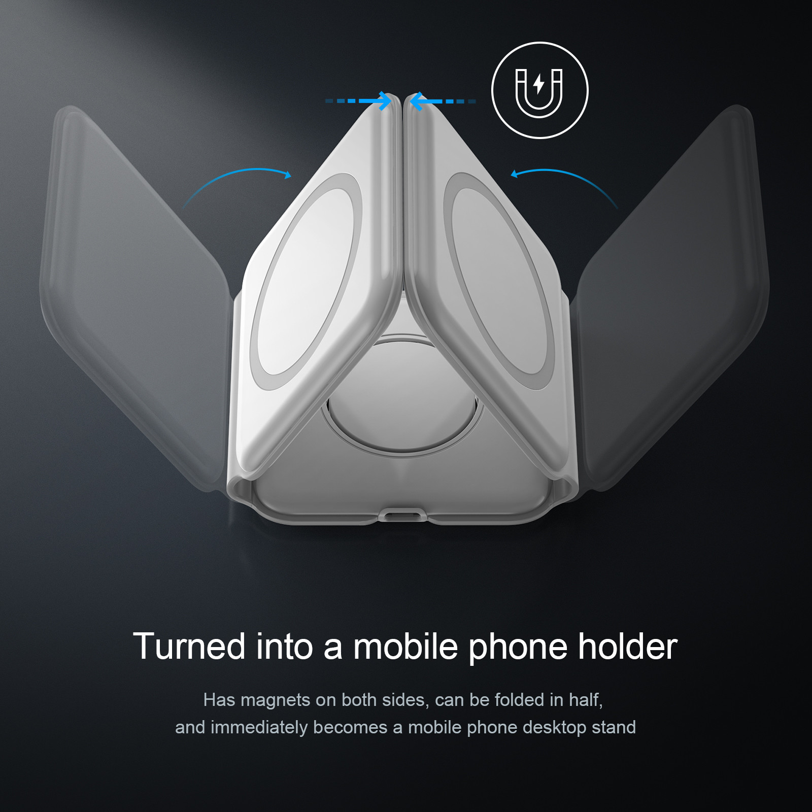15W Qi Compatible Portable 3 In 1 Wireless Charging Pad With Over Voltage Protection - Black/White