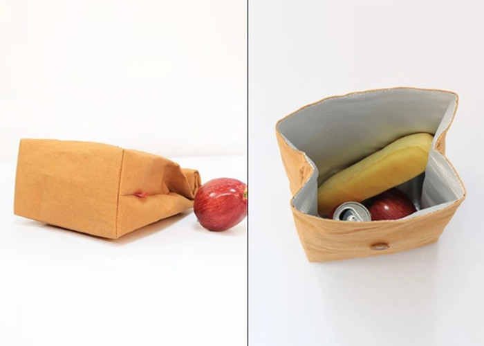 Reusable Insulated Lunch Cooler Bag Washable Kraft Paper Snack And Sandwich Bags