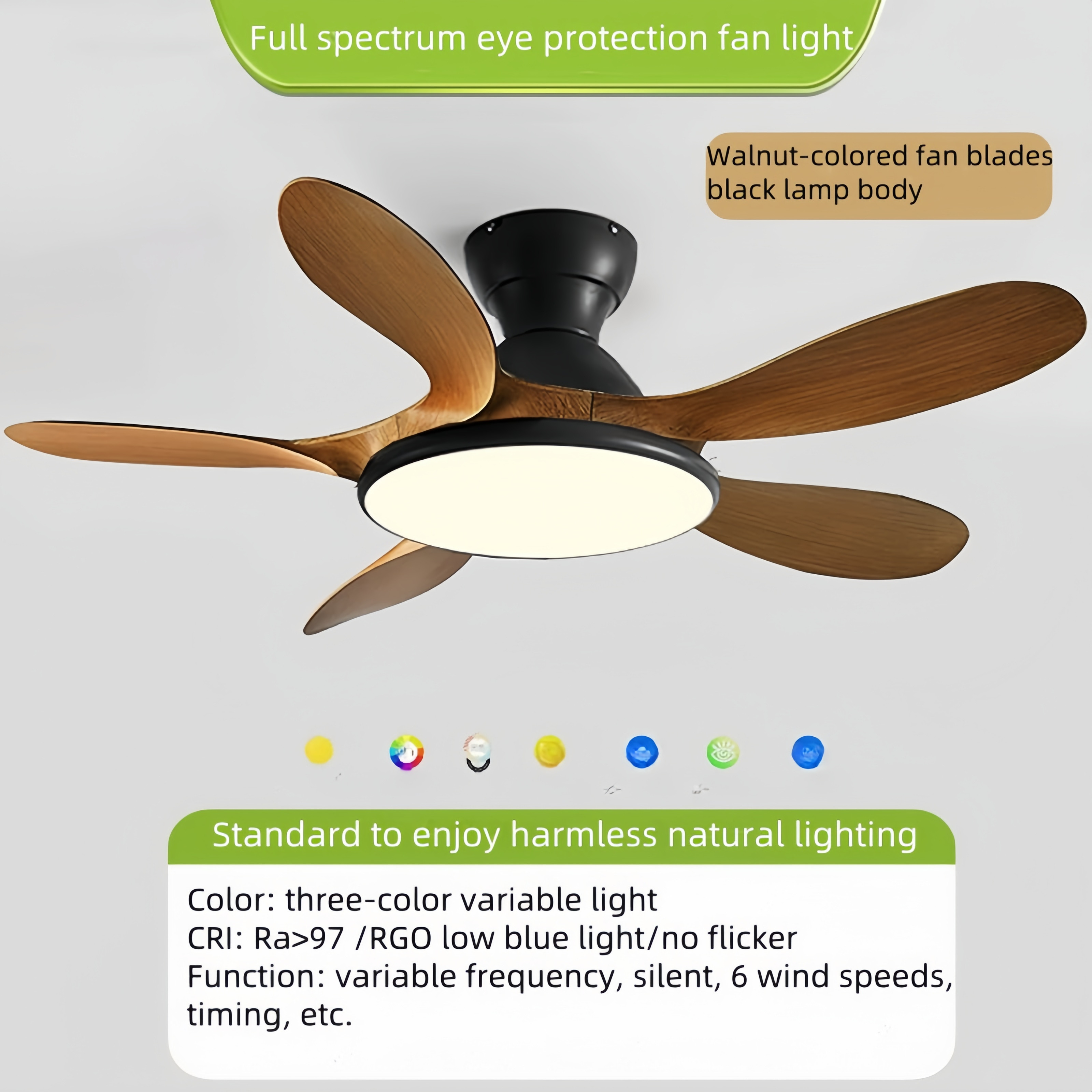 Classic 42'' Flush Mount Wood Ceiling Fan With 5 Blades 20cm Tall Hugger Pattern Remote Control