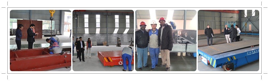 High temperature conductor rail power billet transfer cars on arc-shaped rails