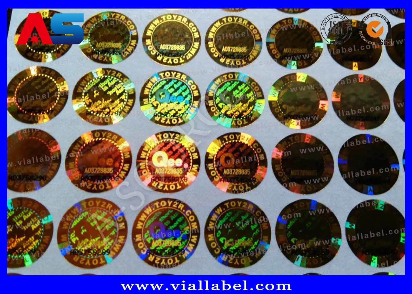 Custom Holographic Stickers , Anti Fake 3D Hologram Stickers Printing void sticker