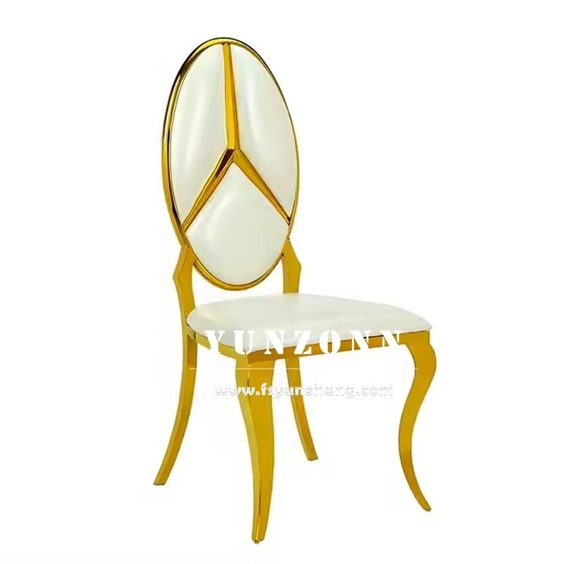 Hot Sale Fancy Benz Design Back Dining Furniture Gold Stainless Steel Banquet Chair for Hotel Wedding Event Party