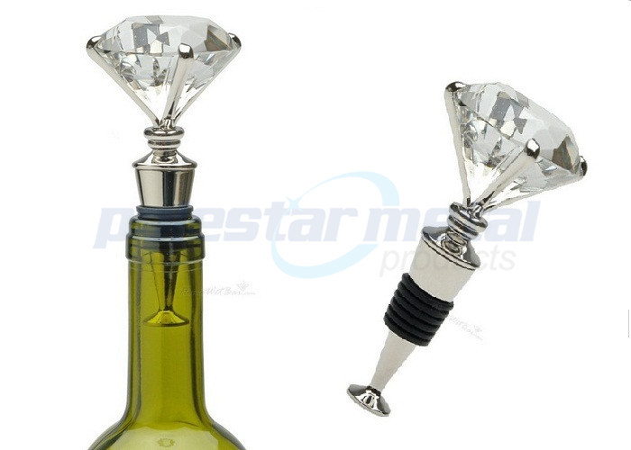 3-1/2" Polished Chrome Zinc Alloy / Brass Hammer Wine Bottle Stoper