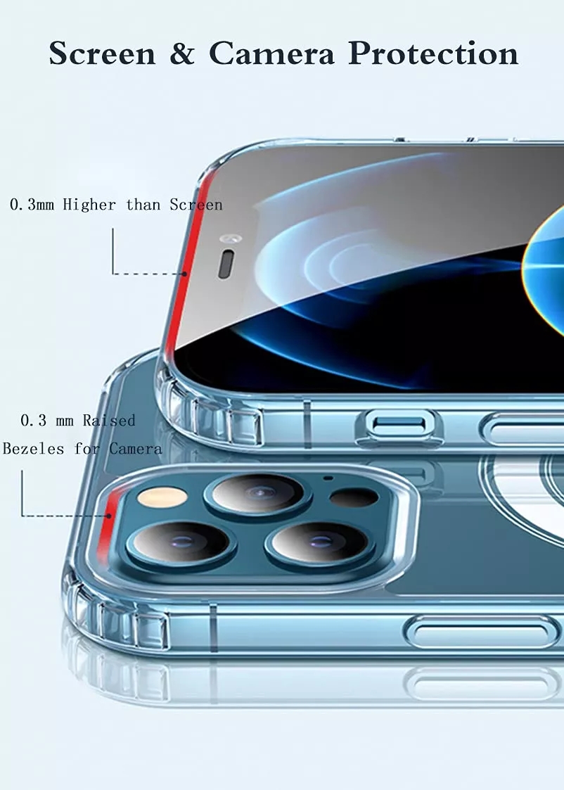 14 Pro Max Universal Shockproof Magnetic Clear TUP Phone Case for iPhone XR 11 12 13