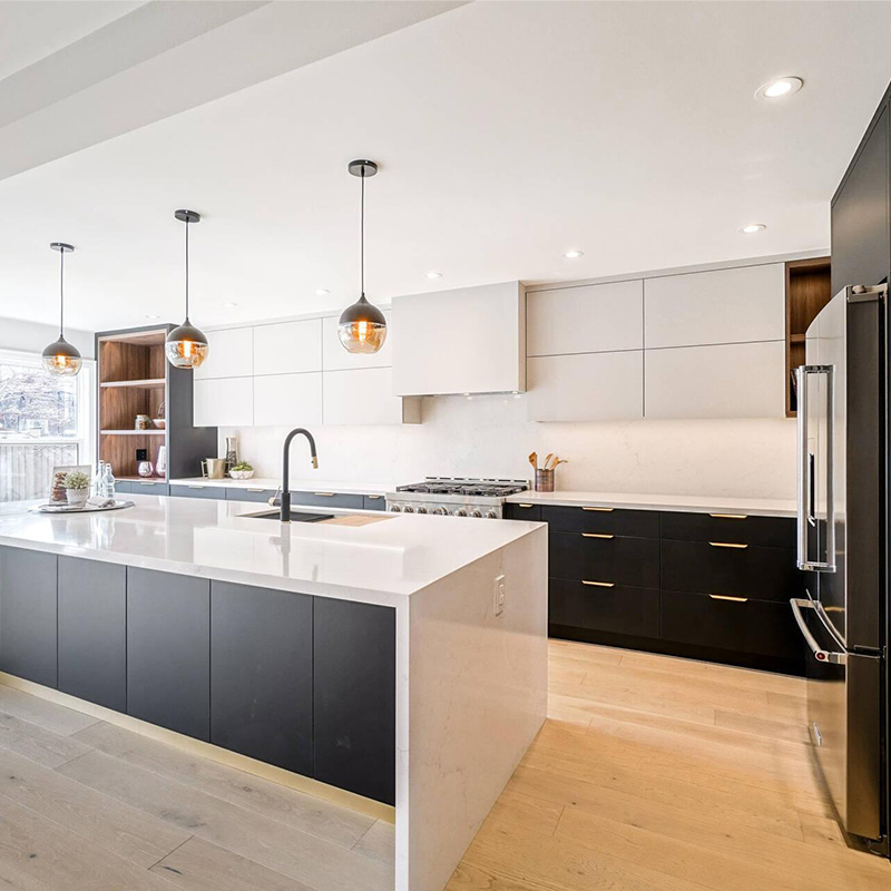 E1 Particleboard / Plywood / MDF Carcase Material Villa/Apartment Kitchen Cabinet Set