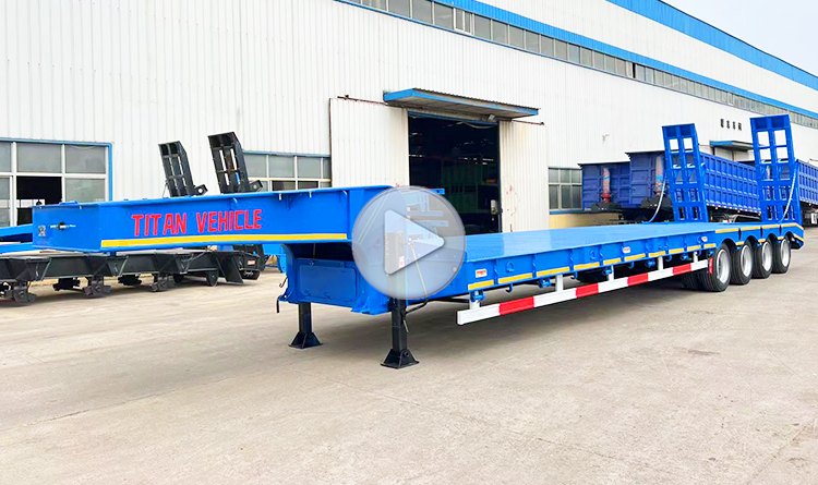 TITAN 4 Axle 100 Tons Semi Lowbed Trailer Low Bed Truck Lowboy Lowloader Trailer for Sale