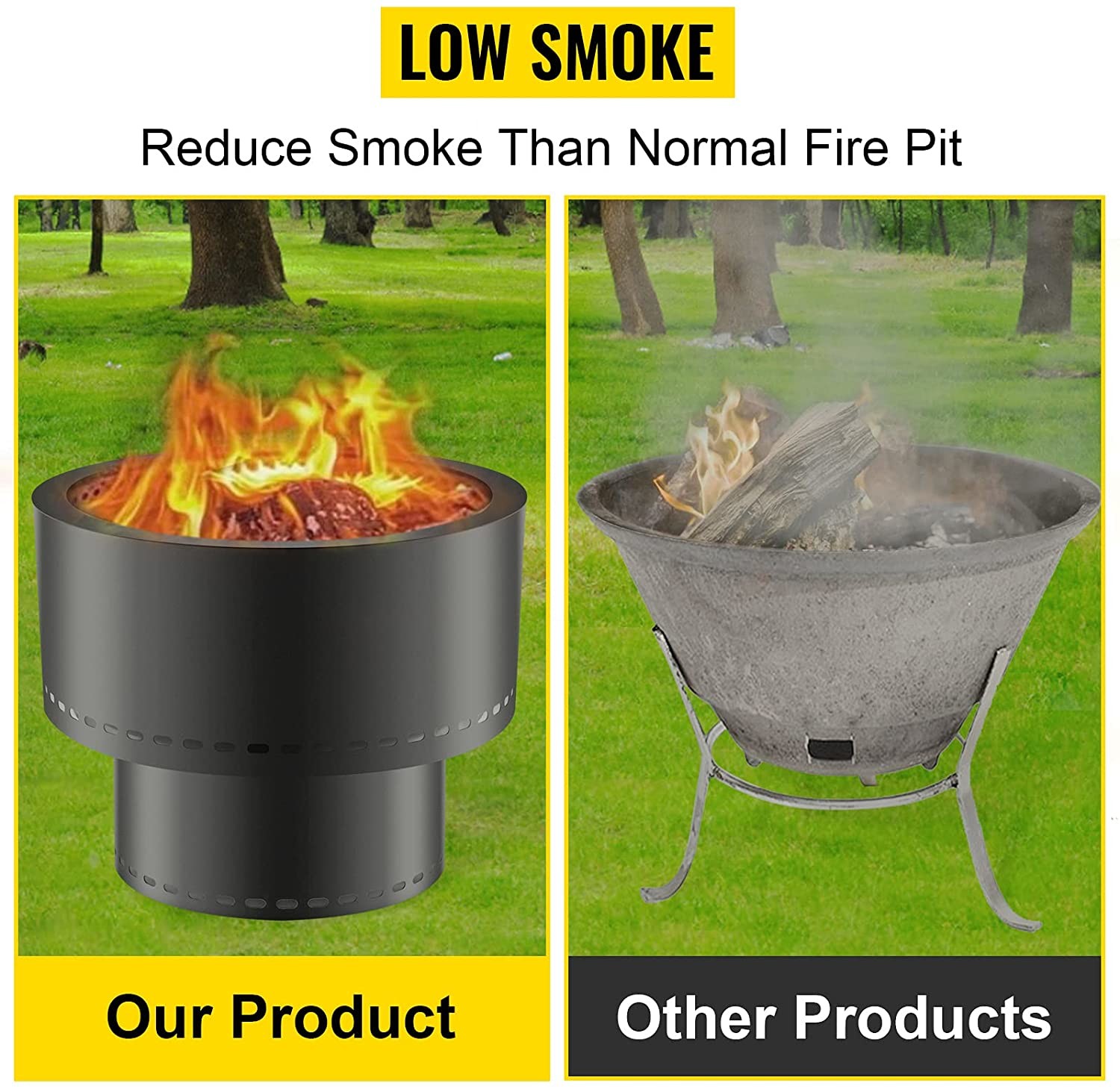Black Stainless Steel Flame Genie Portable Wood Pellet Camping Stove Smoke Free