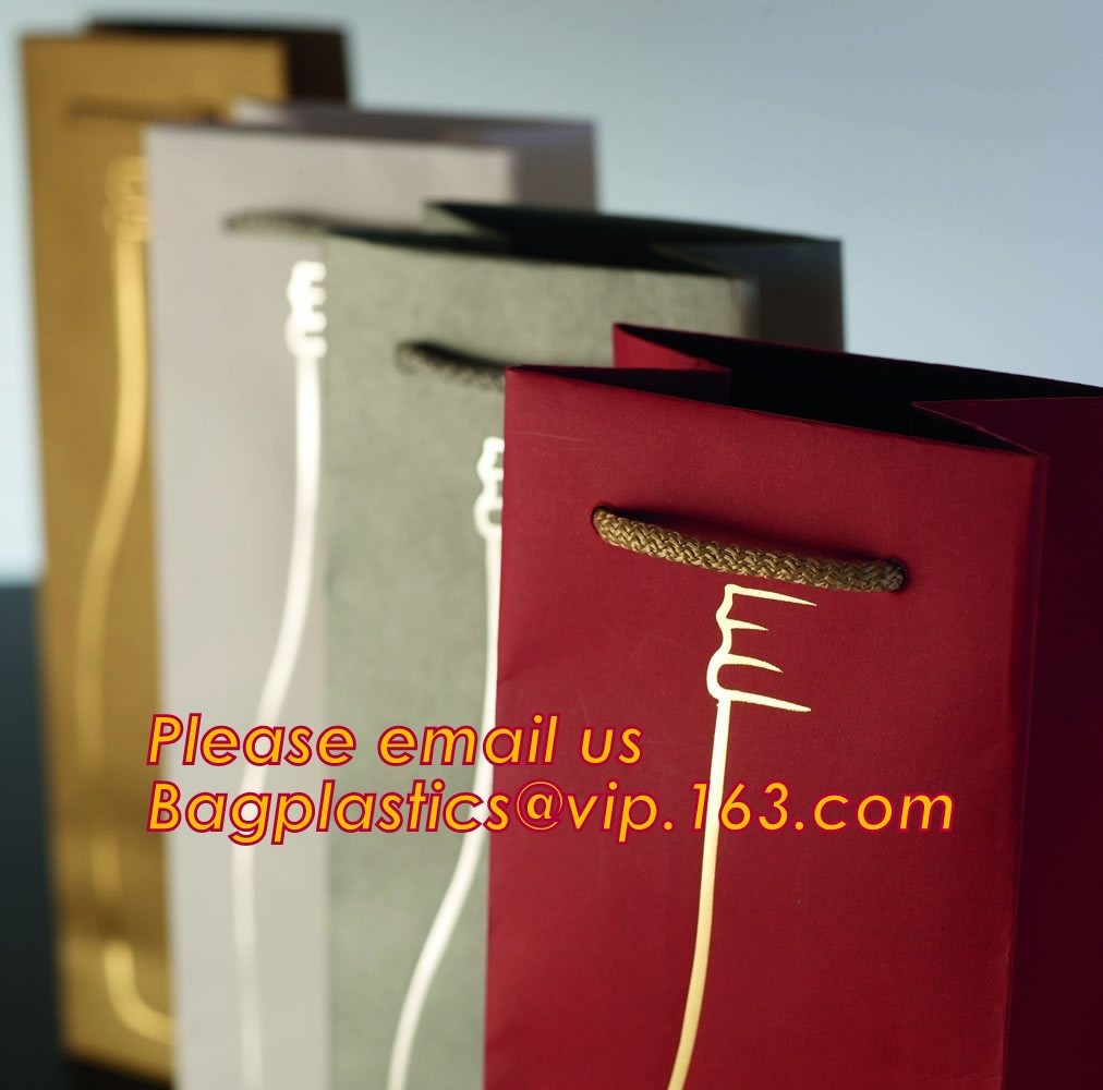 Gold foil stamp matt laminated black handle rope hair extension packaging bag red paper bag,Handle Brown Kraft Gift Pape