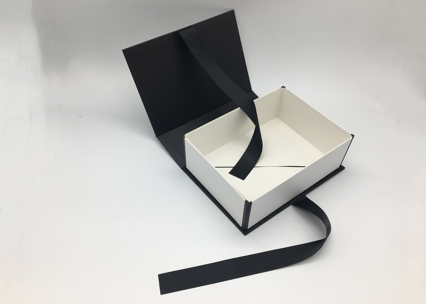 Recyclable Book Shape Jewelry Box / Folding Packaging Box With Ribbon Closure