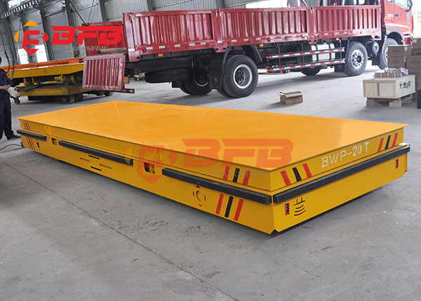 Battery Operated Flatbed Trackless Transfer Cart With Dead Man Stop 1 -500T Load Capacity