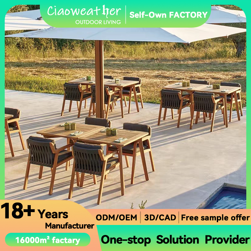 Mail Packing Solid Teak Wood Table And Chairs Set For Outdoor Patio With Customized Color
