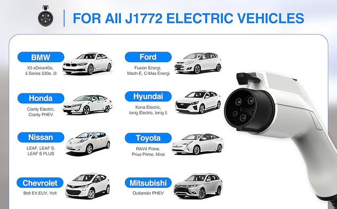 Type 2 To Type 1 EV charging cable IEC 62196-2 to SAE J1772 EV connector Mode 3 EV Cable 3