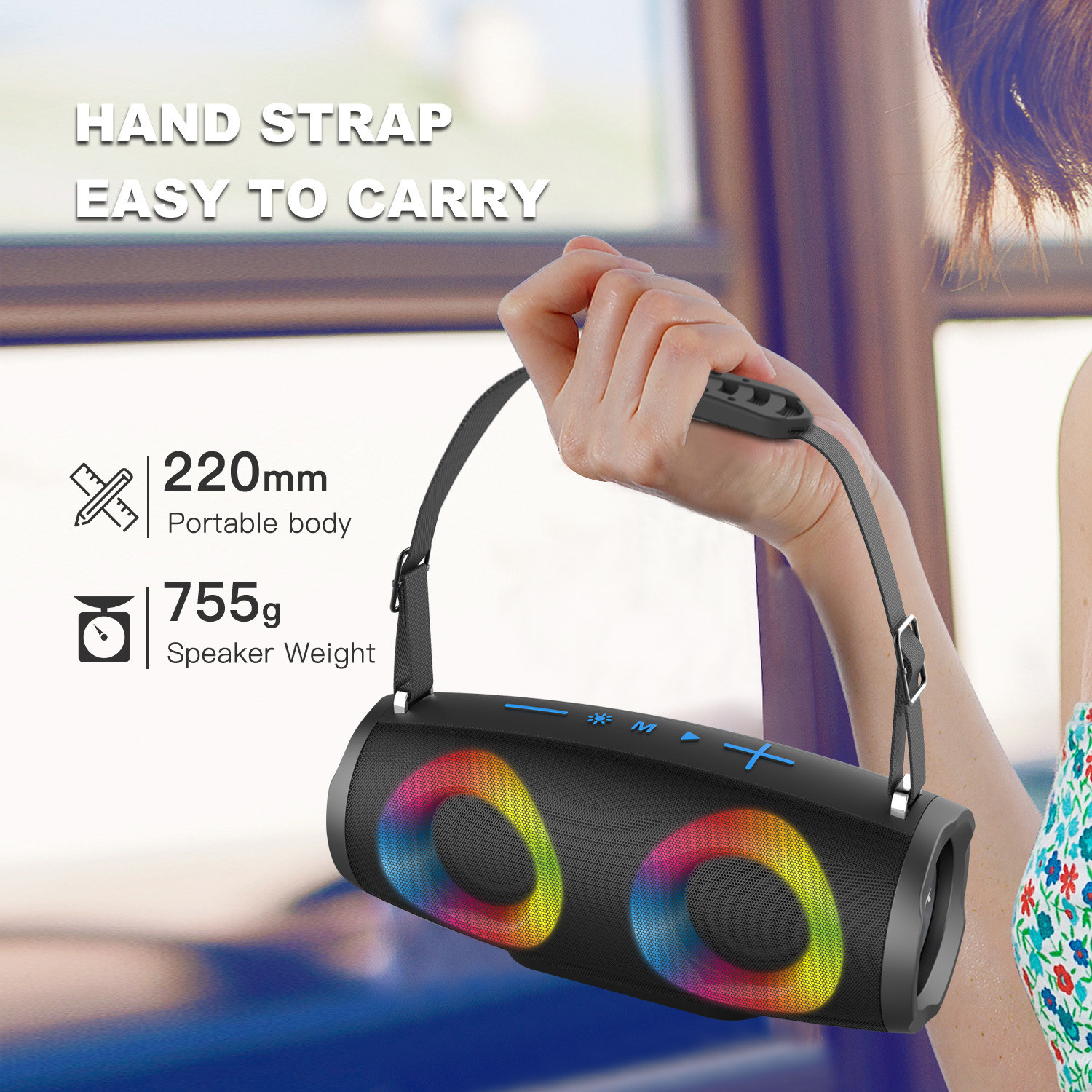 Customized 10W Portable Bluetooth Speaker Battery Powered With RGB Lights