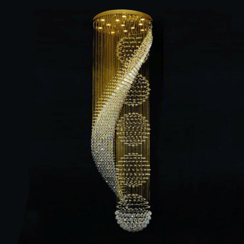 New modern spiral design K9 chandelier LED crystal lights large chandeliers(WH-NC-25)