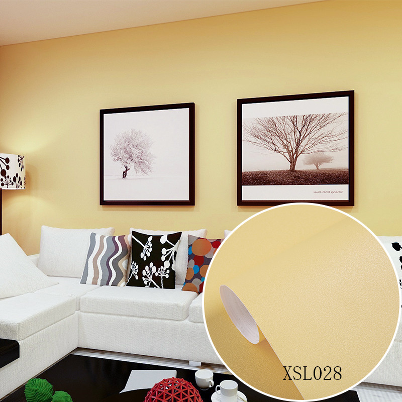 Solid Color Sand Surface PVC 3D Wallpaper for Hotel Interior Decoration Orange 0.18mm-0.21mm Thickness